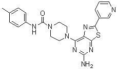 4-[5-Amino-2-(pyridin-3-yl)thiazolo[5,4-d]pyrimidin-7-yl]-N-(p-tolyl)piperazine-1-carboxamide molecular structure (CAS 1245319-54-3)