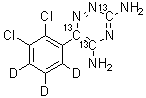 Lamotrigine-<sup>13</sup>C<sub>3</sub>,d<sub>3</sub> molecular structure (CAS 1246815-13-3)