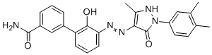 structure of CAS# 1246929-02-1, Eltrombopag Amide;3-[3-[[2-(3,4-dimethylphenyl)-5-methyl-3-oxo-1H-pyrazol-4-yl]diazenyl]-2-hydroxyphenyl]benzamide