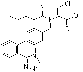 structure of CAS# 124750-92-1, Losartan carboxylic acid;2-Butyl-4-chloro-1-[2'-(1H-tetrazol-5-yl)biphenyl-4-ylmethyl]imidazole-5-carboxylic acid
