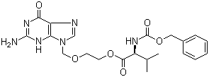 结构式 CAS# 124832-31-1, Cbz-伐昔洛韦; N-苄氧羰基-L-缬氨酸 2-[(2-氨基-1,6-二氢-6-氧代-9H-嘌呤-9-基)甲氧基]乙基酯
