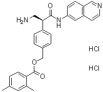 structure of CAS# 1253952-02-1, 2,4-Dimethylbenzoic acid [4-[(1S)-1-(aminomethyl)-2-(6-isoquinolinylamino)-2-oxoethyl]phenyl]methyl ester hydrochloride (1:2)