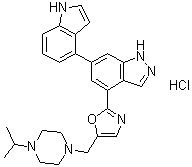 6-(1H-Indol-4-yl)-4-[5-[[4-(1-methylethyl)-1-piperazinyl]methyl]-2-oxazolyl]-1H-indazole hydrochloride (1:1) molecular structure (CAS 1254036-77-5)