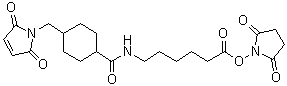 4-[(2,5-Dihydro-2,5-dioxo-1H-pyrrol-1-yl)methyl]-N-[6-[(2,5-dioxo-1-pyrrolidinyl)oxy]-6-oxohexyl]cyclohexanecarboxamide molecular structure (CAS 125559-00-4)