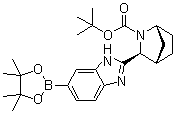 结构式 CAS# 1256387-87-7, (1R,3S,4S)-3-[6-(4,4,5,5-四甲基-1,3,2-二氧杂环戊硼烷-2-基)-1H-苯并咪唑-2-基]-2-氮杂双环[2.2.1]庚烷-2-羧酸叔丁酯