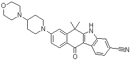 6,11-Dihydro-6,6-dimethyl-8-[4-(4-morpholinyl)-1-piperidinyl]-11-oxo-5H-benzo[b]carbazole-3-carbonitrile molecular structure (CAS 1256577-71-5)