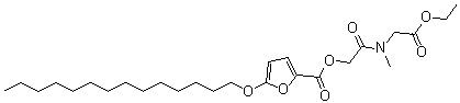 structure of CAS# 1261491-89-7, Olumacostat glasaretil;2-[(2-ethoxy-2-oxoethyl)methylamino]-2-oxoethyl 5-(tetradecyloxy)furan-2-carboxylate; DRM 01B