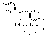 structure of CAS# 1262036-50-9, LY 2886721;N-[3-[(4aS,7aS)-2-Amino-4a,5-dihydro-4H-furo[3,4-d][1,3]thiazin-7a(7H)-yl]-4-fluorophenyl]-5-fluoro-2-pyridinecarboxamide