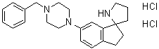 2,3-Dihydro-6-[4-(phenylmethyl)-1-piperazinyl]-spiro[1H-indene-1,2'-pyrrolidine] hydrochloride (1:2) molecular structure (CAS 1263282-38-7)