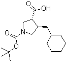 (3R,4R)-rel-4-(Cyclohexylmethyl)-1,3-pyrrolidinedicarboxylic acid 1-(tert-butyl) ester molecular structure (CAS 1263283-77-7)