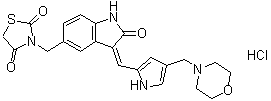 3-[[(3Z)-2,3-Dihydro-3-[[4-(4-morpholinylmethyl)-1H-pyrrol-2-yl]methylene]-2-oxo-1H-indol-5-yl]methyl]-2,4-thiazolidinedione hydrochloride (1:1) molecular structure (CAS 1265965-19-2)