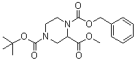 Methyl 1-(benzyloxycarbonyl)-4-(tert-butyloxycarbonyl)piperazine-2-carboxylate molecular structure (CAS 126937-42-6)