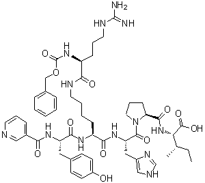结构式 CAS# 127060-75-7, N-(3-吡啶基羰基)-L-酪氨酰-N6-[N2-[(苯基甲氧基)羰基]-L-精氨酰]-L-赖氨酰-L-组氨酰-L-脯氨酰-L-异亮氨酸