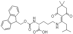 N5-[1-(4,4-Dimethyl-2,6-dioxocyclohexylidene)-3-methylbutyl]-N2-[(9H-fluoren-9-ylmethoxy)carbonyl]-D-ornithine molecular structure (CAS 1272754-86-5)