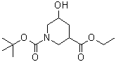 structure of CAS# 1272756-00-9, Ethyl N-tert-butoxycarbonyl-5-hydroxypiperidine-3-carboxylate;5-Hydroxy-1,3-piperidinedicarboxylic acid 1-(1,1-dimethylethyl) 3-ethyl ester