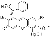 structure of CAS# 129-16-8, Merbromin;Mercury dibromofluorescein disodium salt