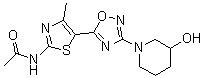 N-[5-[3-(3-Hydroxy-1-piperidinyl)-1,2,4-oxadiazol-5-yl]-4-methyl-2-thiazolyl]acetamide molecular structure (CAS 1292300-75-4)