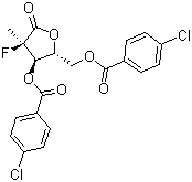 (2R)-2-Deoxy-2-fluoro-2-methyl-D-erythropentonic acid gamma-lactone 3,5-bis(4-chlorobenzoate) molecular structure (CAS 1294481-79-0)
