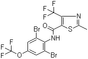 structure of CAS# 130000-40-7, Greatam;Pulsor; Thifluzamide; N-[2,6-Dibromo-4-(trifluoromethoxy)phenyl]-2-methyl-4-(trifluoromethyl)-5-thiazolecarboxamide