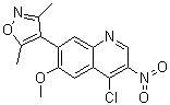 structure of CAS# 1300031-65-5, 4-Chloro-7-(3,5-dimethyl-4-isoxazolyl)-6-methoxy-3-nitroquinoline