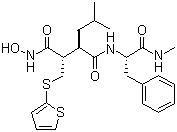 结构式 CAS# 130370-60-4, 巴马司他; (2S,3R)-N-羟基-N'-[(2S)-1-甲基氨基-1-氧代-3-苯基丙-2-基]-3-异丁基-2-(噻吩-2-基硫甲基)丁二酰胺
