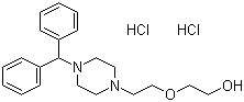 structure of CAS# 13073-96-6, Decloxizine hydrochloride;1-[2-(2-Hydroxyethoxy)ethyl]-4-alpha-phenylbenzyldiethylenediamine dihydrochloride; Autokar; Hydroxydiethylphenamine; Rescupal; UCB 1402