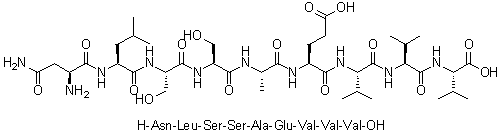 L-天冬氨酰胺酰-L-亮氨酰-L-丝氨酰-L-丝氨酰-L-丙氨酰-L-alpha-谷氨酰-L-缬氨酰-L-缬氨酰-L-缬氨酸分子结构 (CAS 1309664-75-2)