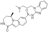structure of CAS# 1311367-27-7, BIX 02565;(5R)-N-[1-[3-(Dimethylamino)propyl]-1H-benzimidazol-2-yl]-2,3,4,5-tetrahydro-5-methyl-1-oxo-1H-[1,4]diazepino[1,2-a]indole-8-carboxamide