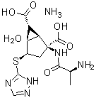 结构式 CAS# 1311385-32-6, (1R,2S,4R,5R,6R)-2-[[(2S)-2-氨基-1-氧代丙基]氨基]-4-(1H-1,2,4-三唑-5-基硫基)-双环[3.1.0]己烷-2,6-二甲酸铵盐水合物