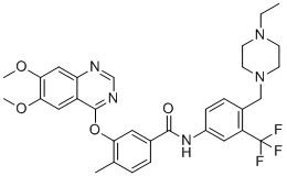 3-(6,7-Dimethoxyquinazolin-4-yloxy)-N-(4-((4-ethylpiperazin-1-yl)methyl)-3-(trifluoromethyl)phenyl)-4-methylbenzamide molecular structure (CAS 1315330-17-6)