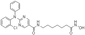 结构式 CAS# 1316215-12-9, 2-[(2-氯苯基)苯基氨基]-N-[7-(羟基氨基)-7-氧代庚基]-5-嘧啶甲酰胺