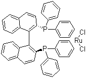 Dichloro[(S)-(-)-2,2'-bis(diphenylphosphino)-1,1'-binaphthyl]ruthenium (II) molecular structure (CAS 132071-87-5)