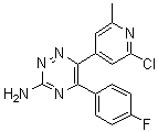 structure of CAS# 1321514-06-0, 6-(2-Chloro-6-methyl-4-pyridinyl)-5-(4-fluorophenyl)-1,2,4-triazin-3-amine