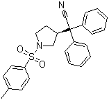 structure of CAS# 133099-09-9, (S)-3-(1-Cyano-1,1-diphenylmethyl)-1-tosylpyrrolidine;(S)-2,2-Diphenyl-2-(1-tosyl-3-pyrrolidinyl)acetonitrile