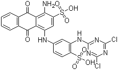 structure of CAS# 13324-20-4, Reactive Blue 4;Reactive Brilliant Blue X-BR; 1-Amino-4-[3-(4,6-dichlorotriazin-2-ylamino)-4-sulfophenylamino]anthraquinone-2-sulfonic acid