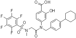 4-[[(4-Cyclohexylphenyl)methyl][2-[methyl[(2,3,4,5,6-pentafluorophenyl)sulfonyl]amino]acetyl]amino]-2-hydroxybenzoic acid molecular structure (CAS 1334493-07-0)