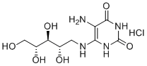 structure of CAS# 134452-11-2, 5-amino-6-{[(2S,3S,4R)-2,3,4,5-tetrahydroxypentyl]amino}-1,2,3,4-tetrahydropyrimidine-2,4-dione hydrochloride;5-A-RU HCl