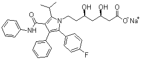 Atorvastatin sodium salt molecular structure (CAS 134523-01-6)