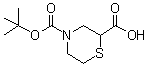 structure of CAS# 134676-67-8, 4-(tert-Butoxycarbonyl)thiomorpholine-2-carboxylic acid