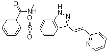 N-Methyl-2-[[3-[(1E)-2-(2-pyridinyl)ethenyl]-1H-indazol-6-yl]sulfonyl]benzamide molecular structure (CAS 1348536-59-3)
