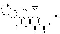 1-Cyclopropyl-6-fluoro-1,4-dihydro-8-methoxy-7-[(4aS,7aS)-octahydro-1-methyl-6H-pyrrolo[3,4-b]pyridin-6-yl]-4-oxo-3-quinolinecarboxylic acid hydrochloride (1:1) molecular structure (CAS 1350716-67-4)