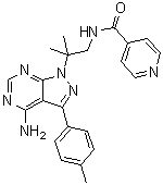 N-[2-[4-Amino-3-(4-methylphenyl)-1H-pyrazolo[3,4-d]pyrimidin-1-yl]-2-methylpropyl]-4-pyridinecarboxamide molecular structure (CAS 1354825-58-3)