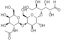 O-2-(乙酰氨基)-2-脱氧-beta-D-吡喃半乳糖基-(1→4)-O-alpha-D-吡喃半乳糖基-(1→4)-D-葡萄糖分子结构 (CAS 1355005-58-1)
