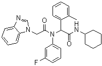 结构式 CAS# 1355326-21-4, N-[2-(环己基氨基)-1-(2-甲基苯基)-2-氧代乙基]-N-(3-氟苯基)-1H-苯并咪唑-1-乙酰胺