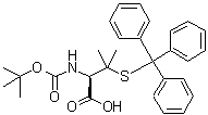 结构式 CAS# 135592-13-1, N-[叔丁氧羰基]-3-[(三苯基甲基)硫基]-L-缬氨酸