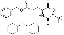 结构式 CAS# 13574-84-0, N-叔丁氧羰基-L-谷氨酸 5-苄酯二环己胺盐