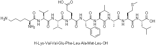 L-Lysyl-L-valyl-L-valyl-L-alpha-glutamyl-L-phenylalanyl-L-leucyl-L-alanyl-L-methionyl-L-leucine molecular structure (CAS 1359973-92-4)