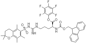 N5-[[[(3,4-Dihydro-2,2,5,7,8-pentamethyl-2H-1-benzopyran-6-yl)sulfonyl]amino]iminomethyl]-N2-[(9H-fluoren-9-ylmethoxy)carbonyl]-L-ornithine pentafluorophenyl ester molecular structure (CAS 136013-81-5)