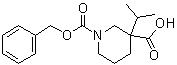 结构式 CAS# 1363165-90-5, 1-苄氧羰基-3-异丙基哌啶-3-羧酸