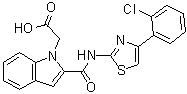 2-[[[4-(2-Chlorophenyl)-2-thiazolyl]amino]carbonyl]-1H-indole-1-acetic acid molecular structure (CAS 136381-85-6)